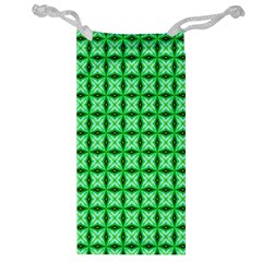 Green Abstract Tile Pattern Jewelry Bag by GardenOfOphir