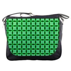 Green Abstract Tile Pattern Messenger Bag by GardenOfOphir