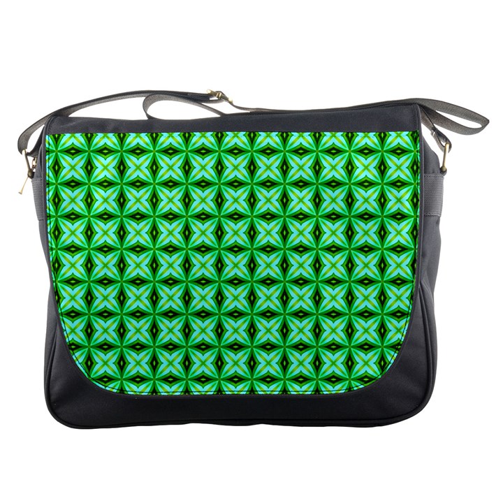 Green Abstract Tile Pattern Messenger Bag