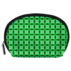 Green Abstract Tile Pattern Accessory Pouch (large) by GardenOfOphir