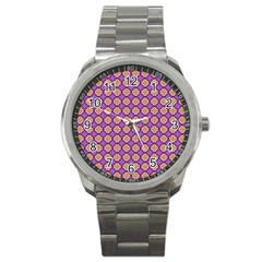 Purple Decorative Quatrefoil Sport Metal Watch