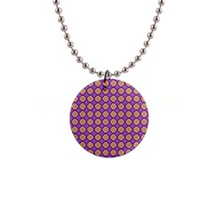 Purple Decorative Quatrefoil Button Necklace