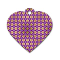 Purple Decorative Quatrefoil Dog Tag Heart (One Sided) 