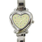 Aqua Mint Pattern Heart Italian Charm Watch  Front