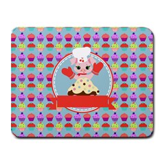 Cupcake With Cute Pig Chef Small Mouse Pad (rectangle) by GardenOfOphir