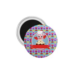 Cupcake With Cute Pig Chef 1 75  Button Magnet by GardenOfOphir