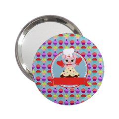 Cupcake With Cute Pig Chef Handbag Mirror (2 25 ) by GardenOfOphir