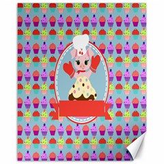 Cupcake With Cute Pig Chef Canvas 16  X 20  (unframed) by GardenOfOphir