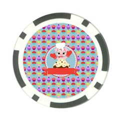Cupcake With Cute Pig Chef Poker Chip by GardenOfOphir