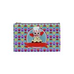 Cupcake with Cute Pig Chef Cosmetic Bag (Small) Front