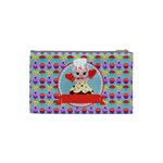Cupcake with Cute Pig Chef Cosmetic Bag (Small) Back
