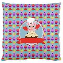 Cupcake With Cute Pig Chef Standard Flano Cushion Case (two Sides) by GardenOfOphir