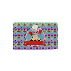 Cupcake With Cute Pig Chef Cosmetic Bag (xs) by GardenOfOphir