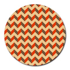 Modern Retro Chevron Patchwork Pattern  8  Mouse Pad (round) by GardenOfOphir