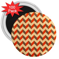 Modern Retro Chevron Patchwork Pattern  3  Button Magnet (100 Pack) by GardenOfOphir