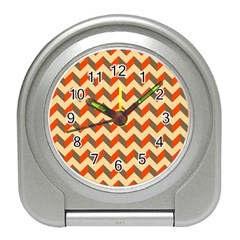 Modern Retro Chevron Patchwork Pattern  Desk Alarm Clock by GardenOfOphir