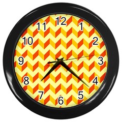 Modern Retro Chevron Patchwork Pattern  Wall Clock (Black)