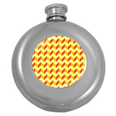 Modern Retro Chevron Patchwork Pattern  Hip Flask (Round)