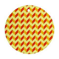 Modern Retro Chevron Patchwork Pattern  Round Ornament (Two Sides)