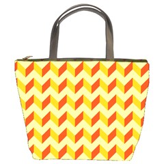 Modern Retro Chevron Patchwork Pattern  Bucket Handbag by GardenOfOphir