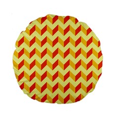 Modern Retro Chevron Patchwork Pattern  15  Premium Round Cushion 