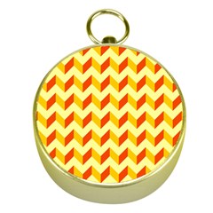 Modern Retro Chevron Patchwork Pattern  Gold Compass