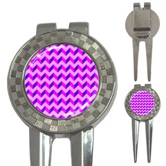 Modern Retro Chevron Patchwork Pattern Golf Pitchfork & Ball Marker