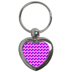 Modern Retro Chevron Patchwork Pattern Key Chain (Heart)