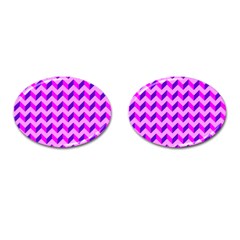 Modern Retro Chevron Patchwork Pattern Cufflinks (Oval)