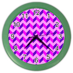 Modern Retro Chevron Patchwork Pattern Wall Clock (Color)