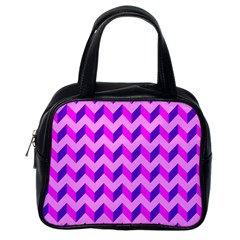 Modern Retro Chevron Patchwork Pattern Classic Handbag (one Side) by GardenOfOphir