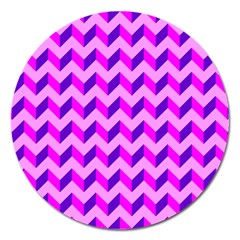 Modern Retro Chevron Patchwork Pattern Magnet 5  (round) by GardenOfOphir