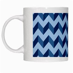 Tiffany Blue Modern Retro Chevron Patchwork Pattern White Coffee Mug
