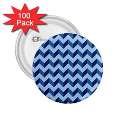 Tiffany Blue Modern Retro Chevron Patchwork Pattern 2.25  Button (100 pack)