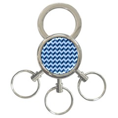 Tiffany Blue Modern Retro Chevron Patchwork Pattern 3-Ring Key Chain