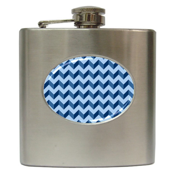 Tiffany Blue Modern Retro Chevron Patchwork Pattern Hip Flask