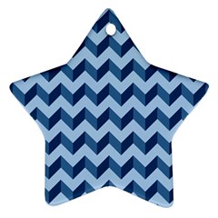 Tiffany Blue Modern Retro Chevron Patchwork Pattern Star Ornament (Two Sides)