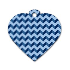 Tiffany Blue Modern Retro Chevron Patchwork Pattern Dog Tag Heart (One Sided) 