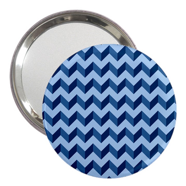 Tiffany Blue Modern Retro Chevron Patchwork Pattern 3  Handbag Mirror