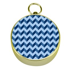 Tiffany Blue Modern Retro Chevron Patchwork Pattern Gold Compass by GardenOfOphir