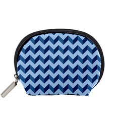 Tiffany Blue Modern Retro Chevron Patchwork Pattern Accessory Pouch (Small)