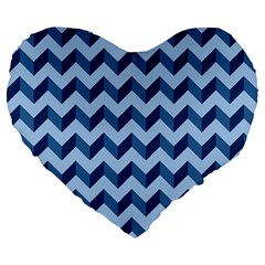 Tiffany Blue Modern Retro Chevron Patchwork Pattern 19  Premium Flano Heart Shape Cushion by GardenOfOphir