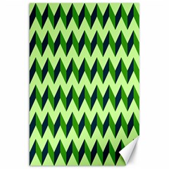 Green Modern Retro Chevron Patchwork Pattern Canvas 20  X 30  (unframed)