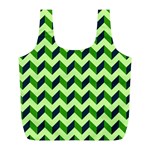 Green Modern Retro Chevron Patchwork Pattern Reusable Bag (L) Front