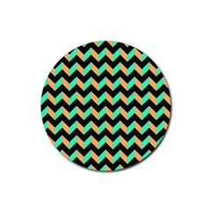 Neon And Black Modern Retro Chevron Patchwork Pattern Drink Coasters 4 Pack (round) by GardenOfOphir