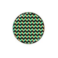 Neon And Black Modern Retro Chevron Patchwork Pattern Golf Ball Marker (for Hat Clip) by GardenOfOphir