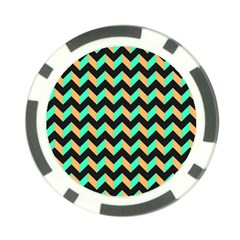 Neon And Black Modern Retro Chevron Patchwork Pattern Poker Chip (10 Pack) by GardenOfOphir