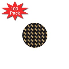 Tan Gray Modern Retro Chevron Patchwork Pattern 1  Mini Button (100 Pack) by GardenOfOphir