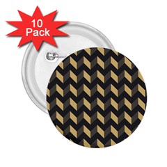 Tan Gray Modern Retro Chevron Patchwork Pattern 2 25  Button (10 Pack) by GardenOfOphir