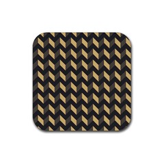 Tan Gray Modern Retro Chevron Patchwork Pattern Drink Coaster (square) by GardenOfOphir